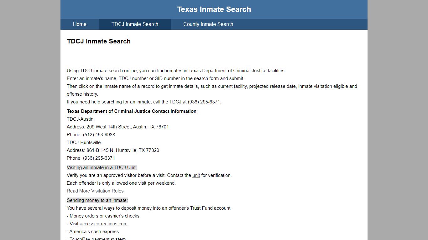 TDCJ Inmate Search